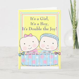 Twins in Crib, Girl and Boy Baby Ankündigung
