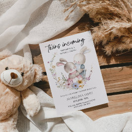 Twins Incoming Baby Shower-Minimal Twin Baby Party Einladung