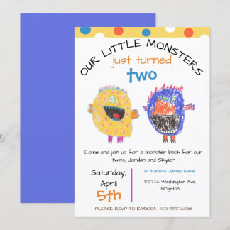 TWINS Jegliches gelbes Monster zum Geburtstag Einladung