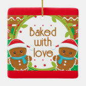 Twins Jolly Gingerbread Männer gebacken mit Liebe Keramikornament (Rückseite)