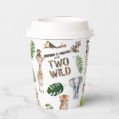 Twins Jungle Safari Tiere Zwei Geburtstag Pappbecher (Rückseite)
