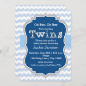 TWINS Jungs Blue Zickzack Baby Dusche Einladung (Vorne/Hinten)
