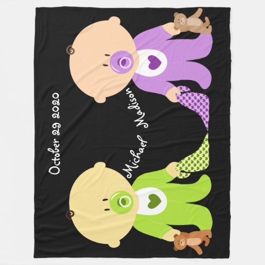 Twins Keepake Fleece Blanket mit beiden Namen (Vorderseite)