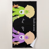 Twins Keepake Personalisiert Strandtuch (Vorderseite)