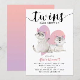 Twins Kitten Cats Babydusche Einladung