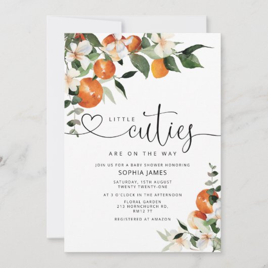 Twins Kleine Süssen Babydusche Einladung (Vorderseite)