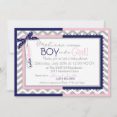 Twins Krawatte Tutu Zickzack Baby Dusche Einladung (Rückseite)