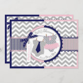 Twins Krawatte Tutu Zickzack Baby Dusche Einladung (Vorne/Hinten)