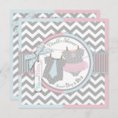 Twins Krawatte Tutu Zickzack Baby Dusche Einladung (Vorne/Hinten)