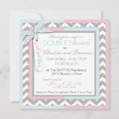 Twins Krawatte Tutu Zickzack Baby Dusche Einladung (Rückseite)