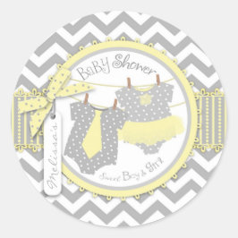 Twins Krawatte Tutu Zickzack Baby Dusche Runder Aufkleber