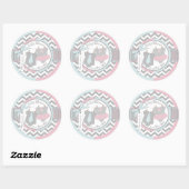 Twins Krawatte Tutu Zickzack Print Baby Dusche Runder Aufkleber (Blatt)
