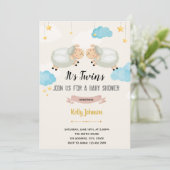 Twins Lamm-Schafdusche Einladung (Stehend Vorderseite)