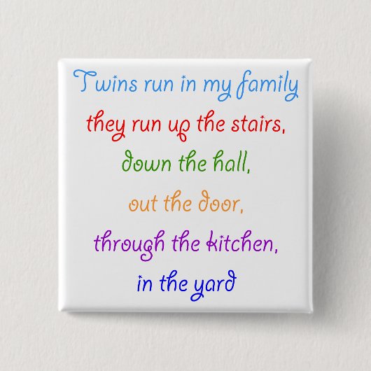 Twins laufen auf meiner Familientaste Button (Vorderseite)