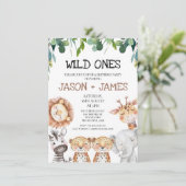 Twins Leopards Wild Ones Safari 1. Einladung (Stehend Vorderseite)