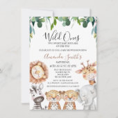 Twins Leopards Wild Ones Safari Baby Shower Einladung (Vorderseite)