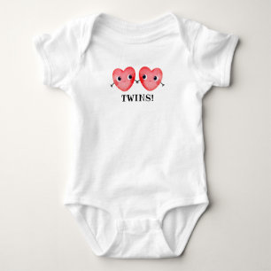 Twins Little Hearts Baby T-Shirt Strampler