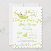 Twins Little Peas Boys Kinderdusche Einladung (Vorderseite)