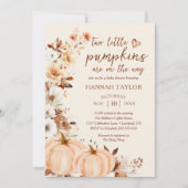 Twins Little Pumpkin Fall Floral Baby Shower Einladung (Vorderseite)