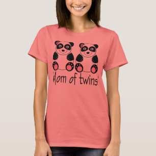 Twins Mama Panda Womens Ringer Tee Shirt