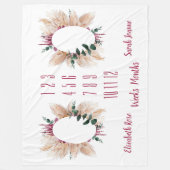 Twins Milestone Baby Blanket Pampas & Eucalyptus Fleecedecke (Vorderseite)