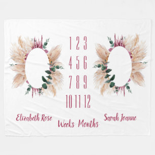 Twins Milestone Babydecke Pampas & Eukalyptus Fleecedecke