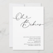 Twins Minimalistische handgeschriebene Herz-Baby-D Einladung (Vorderseite)