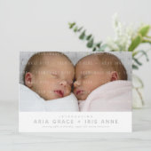 TWINS MODERN BABY FOTO schlicht minimalistisch Ankündigung (Stehend Vorderseite)