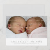TWINS MODERN BABY FOTO schlicht minimalistisch Ankündigung (Vorne/Hinten)