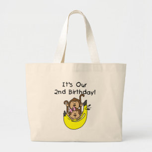 Twins Monkey Boy and Girl 2. Geburtstag Jumbo Stoffbeutel