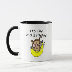 Twins Monkey Boy and Girl 2. Geburtstag Tasse