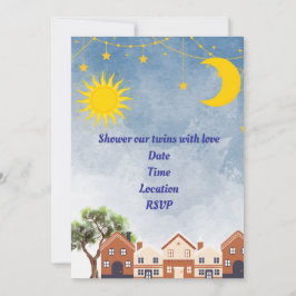 Twins Moon und Sun Baby Dusche Einladung