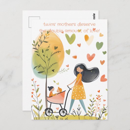Twins Mutter Postkarte (Vorne/Hinten)