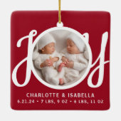 Twins Names Birth Stats Foto Red Keepake Keramikornament (Rückseite)