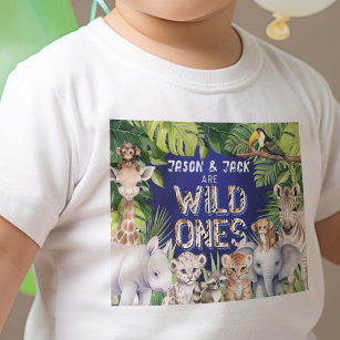 Twins Navy Blue, Wild One Safari, Jungle Boy 1. Baby T-shirt