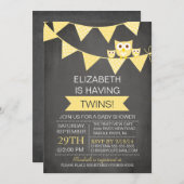 TWINS NEUTRAL Babydusche mit Kopfbrett Einladung (Vorne/Hinten)