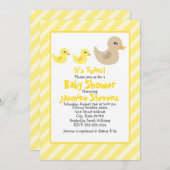 Twins Neutral Duck Stripe Babydusche Einladung (Vorne/Hinten)