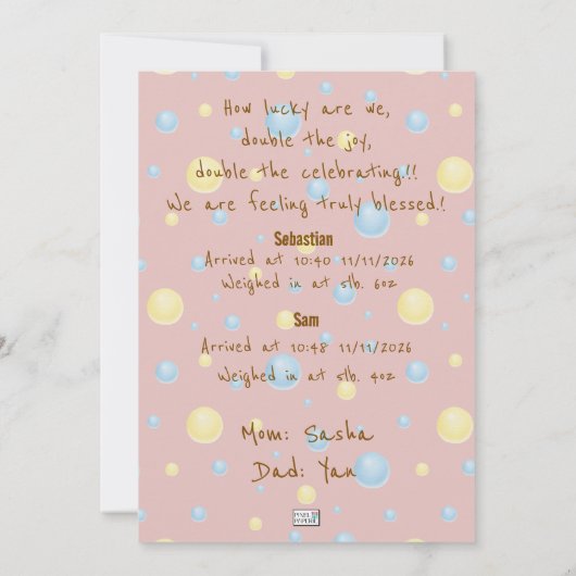 Twins New Arrival Ankündigung (Rückseite)