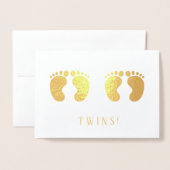 Twins New baby Gold Folienkarte (Vorderseite mit Umschlag)