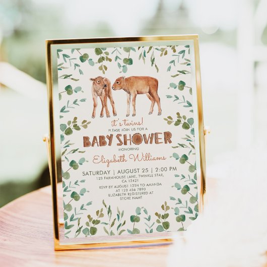 Twins Niedlich Baby Bison Boy Baby Dusche Einladung