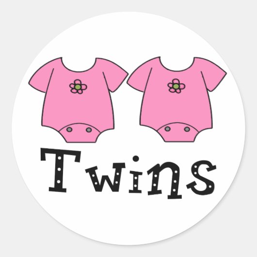 Twins Niedlich Bodysuit 2 Girls Runder Aufkleber (Vorderseite)