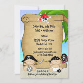 Twins Niedlich Little Pirates Buccaneers Babydusch Einladung (Rückseite)