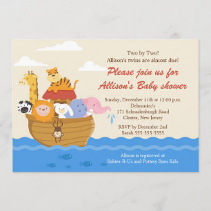 TWINS! Noah's Ark Boy oder Girl Baby Shower Einladung