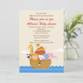 TWINS! Noah's Ark Boy oder Girl Baby Shower Einladung (Stehend Vorderseite)