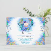 Twins Ocean Sea Animals Babydusche Einladung (Stehend Vorderseite)