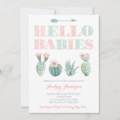 Twins oder Joint Baby Shower Party mit Succula Einladung (Vorderseite)