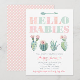 Twins oder Joint Baby Shower Party mit Succula Einladung