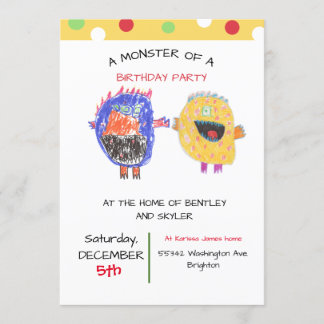 TWINS oder SIBLING Monster Geburtstagsparty Einladung