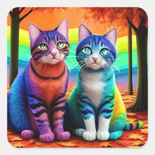 Twins of Cats Digital Artwork-56467 Quadratischer Aufkleber