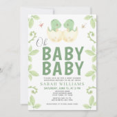 Twins Oh Baby Dinosaur Aquarelldusche Einladung (Vorderseite)